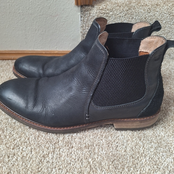 Florsheim Lodge Plain Toe Gore Boot Black Leather Slip On Mens Size 12M - Picture 2 of 10